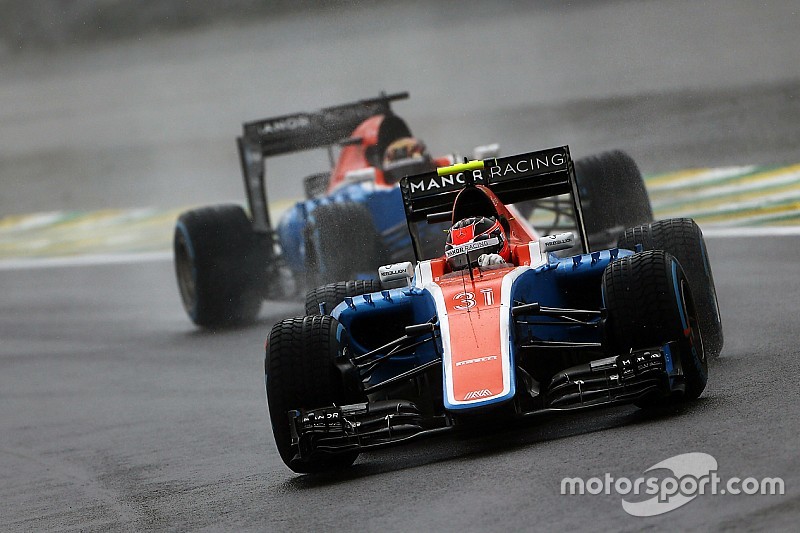 Esteban Ocon, Manor Racing MRT05 leads team mate Pascal Wehrlein, Manor Racing MRT05