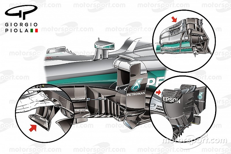 Mercedes W07, aerodynamische onderdelen