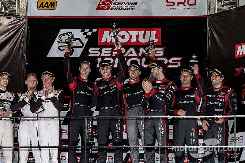 Podium: Race winner #15 Audi Sport Team Phoenix, Audi R8 LMS: Christopher Haase, Robin Frijns, Laure