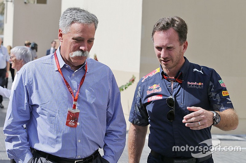 Chase Carey, Formula One Group Chairman with Christian Horner, Red Bull Racing Team Principal