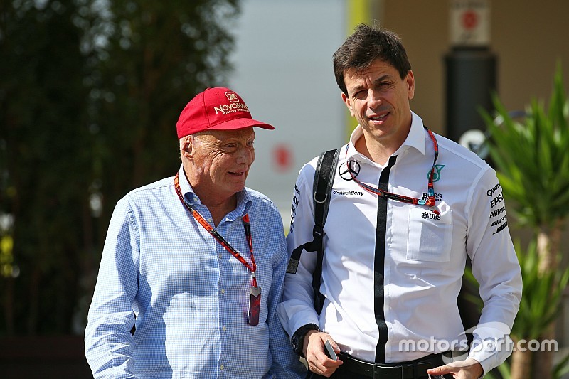 Niki Lauda, Président Non-Exécutif de Mercedes avec Toto Wolff, Président Exécutif Mercedes AMG F1