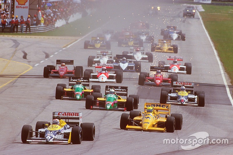 Start zum GP Brasilien 1987 in Rio de Janeiro: Nelson Piquet, Williams FW11B, führt