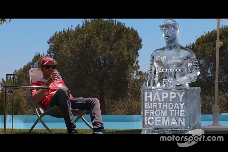 VÍDEO: Vettel recebe presente de aniversário de Raikkonen