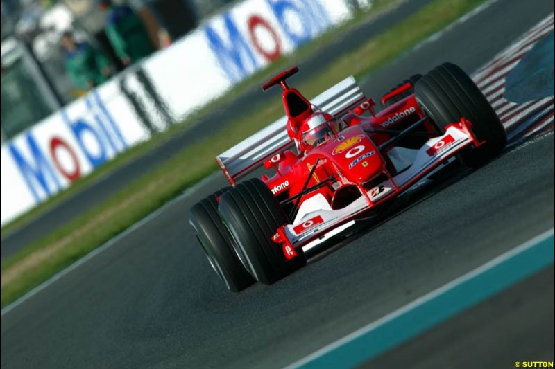 Michael Schumacher, Ferrari, Qualifying for the French Grand Prix, Magny Cours, France, July 20th 2002.