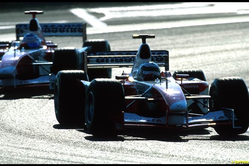 The two Toyotas. French Grand Prix, Magny Cours, France, July 21st 2002.