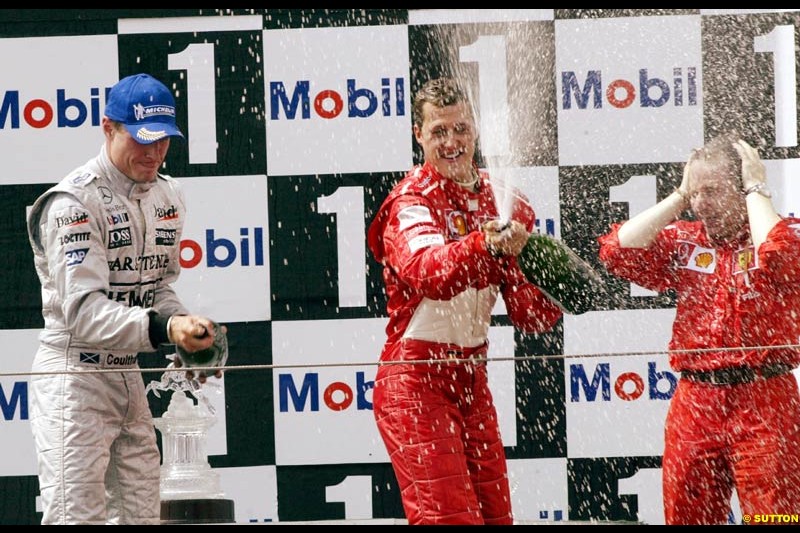 The podium of the French Grand Prix, Magny Cours, France, July 21st 2002.