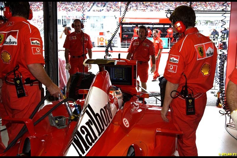 Rubens Barrichello, Ferrari. German Grand Prix, Hockenheim, Germany, July 27th 2002.