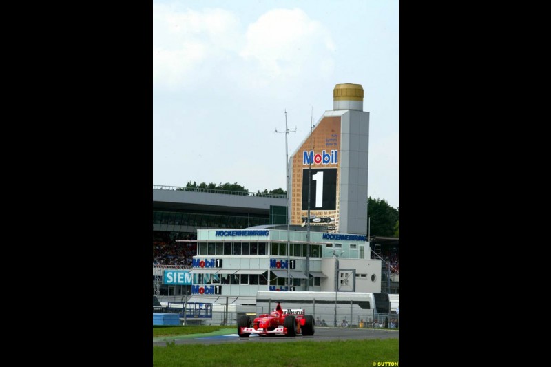 Rubens Barrichello, Ferrari, during Qualifying. German Grand Prix, Hockenheim, Germany, July 27th 2002.