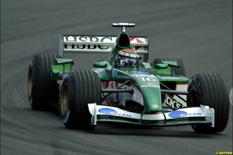 Eddie Irvine, Jaguar, during Qualifying. German Grand Prix, Hockenheim, Germany, July 27th 2002.