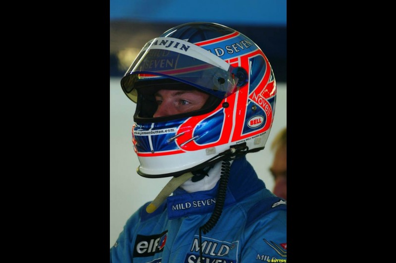 Jenson Button, Renault. German Grand Prix, Hockenheim, Germany, July 27th 2002.