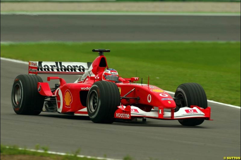 Rubens Barrichello, Ferrari, during Saturday Free Practice. German Grand Prix, Hockenheim, Germany, July 27th 2002.