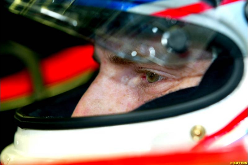 Anthony Davidson, Minardi, during Friday free practice for the Hungarian Grand Prix, Hungaroring, Hungary, August 16 2002.