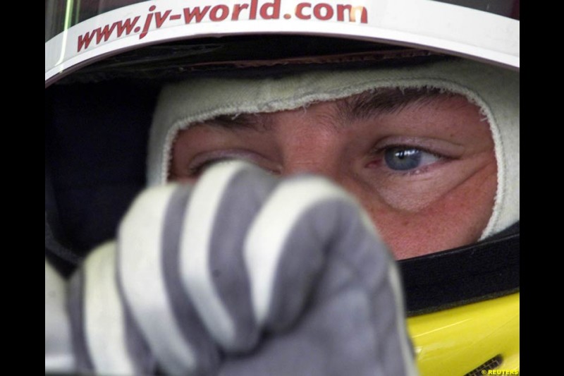 Jacques Villeneuve, BAR, during Friday free practice for the Hungarian Grand Prix, Hungaroring, Hungary, August 16 2002.