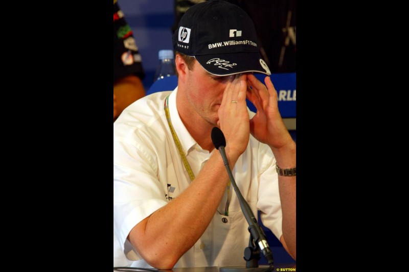 Ralf Schumacher, Williams, during the FIA Thursday Press Conference. Hungarian Grand Prix, Budapest, Hungary, August 15th 2002.