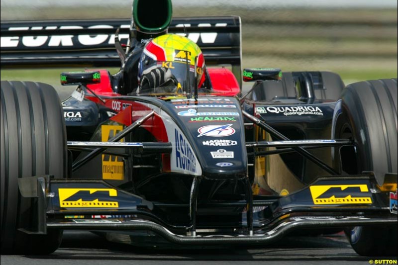 Mark Webber, Minardi, during Qualifying, Hungarian Grand Prix, Budapest, August 17 2002.