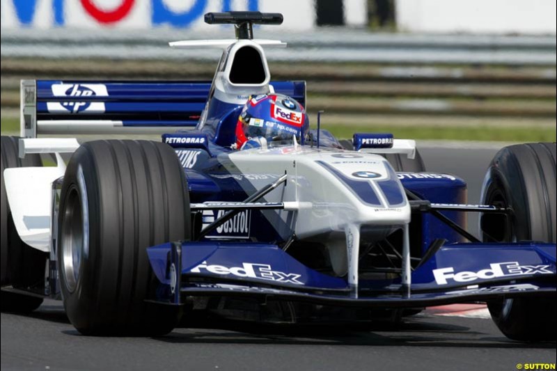Juan Pablo Montoya, Williams, during Qualifying, Hungarian Grand Prix, Budapest, August 17 2002.