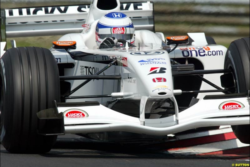 Olivier Panis, British American Racing, during Qualifying, Hungarian Grand Prix, Budapest, August 17 2002.