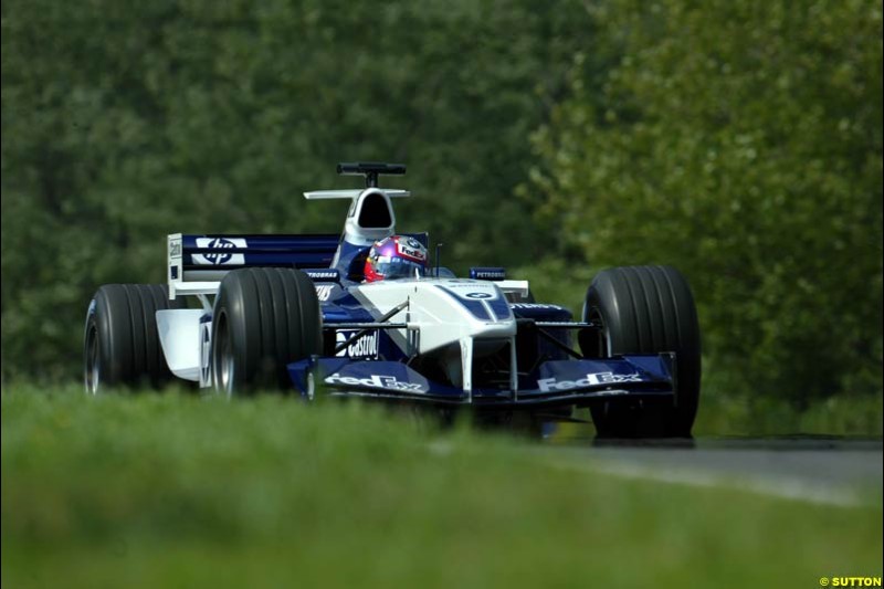 Juan Pablo Montoya, Williams, during Saturday free practice, Hungarian Grand Prix, Budapest, August 17 2002.
