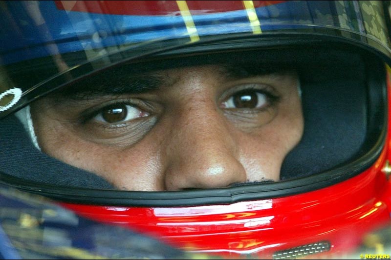 Juan Pablo Montoya, Williams, during Saturday free practice, Hungarian Grand Prix, Budapest, August 17 2002.