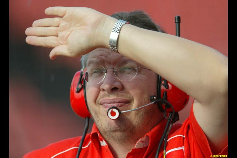Ross Brawn, Ferrari, during Saturday free practice, Hungarian Grand Prix, Budapest, August 17 2002.