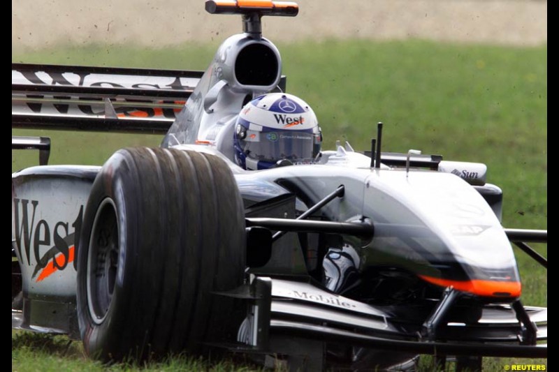 David Coulthard, McLaren, during Saturday free practice, Hungarian Grand Prix, Budapest, August 17 2002.