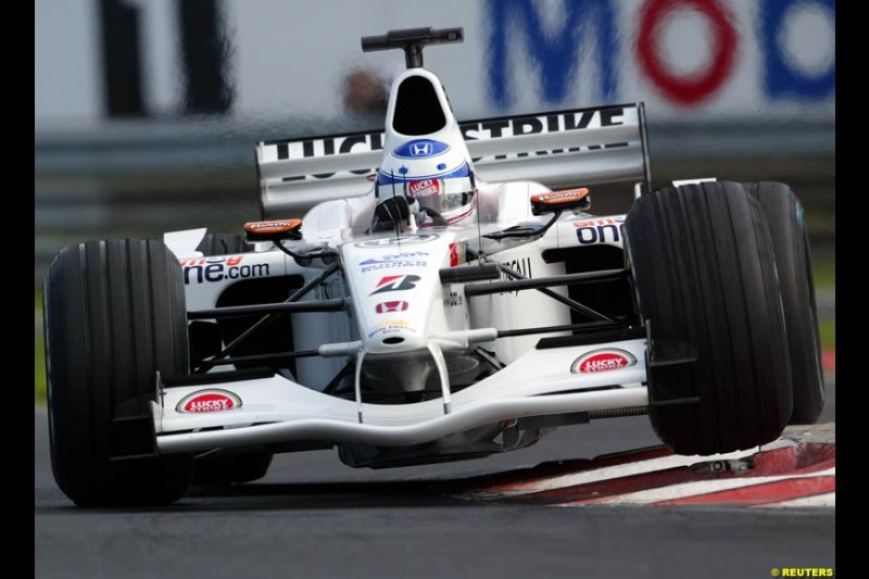 Olivier Panis, BAR, during Saturday free practice, Hungarian Grand Prix, Budapest, August 17 2002.
