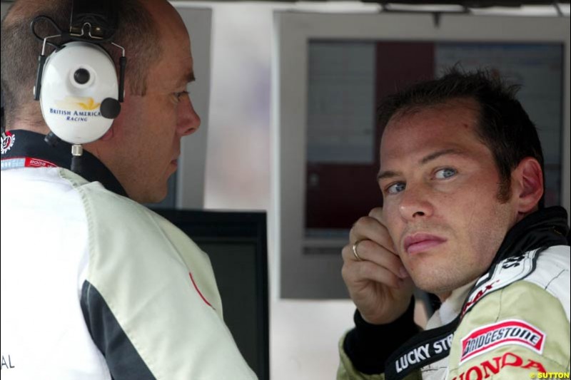 Jacques Villeneuve, BAR, during Saturday free practice, Hungarian Grand Prix, Budapest, August 17 2002.