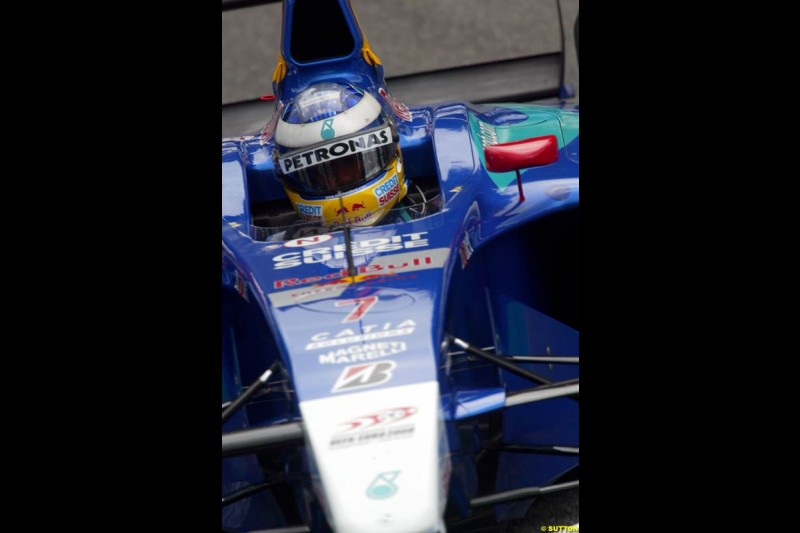 Nick Heidfeld, Sauber, during Qualifying. Belgian Grand Prix, Spa-Francorchamps, Belgium, August 31st 2002.