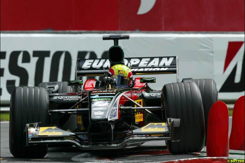 Mark Webber, Minardi, during Qualifying. Belgian Grand Prix, Spa-Francorchamps, Belgium, August 31st 2002.