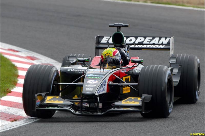 Mark Webber, Minardi, during Qualifying. Belgian Grand Prix, Spa-Francorchamps, Belgium, August 31st 2002.