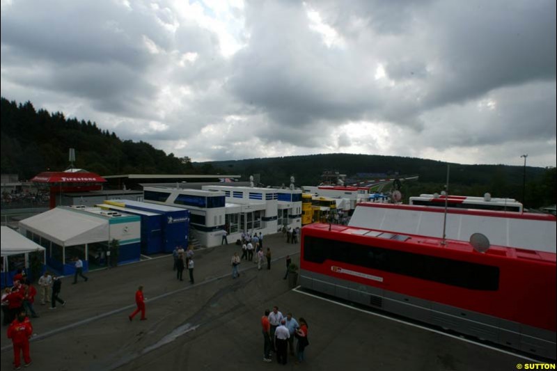 The Paddock. Belgian Grand Prix, Spa-Francorchamps, Belgium, August 31st 2002.