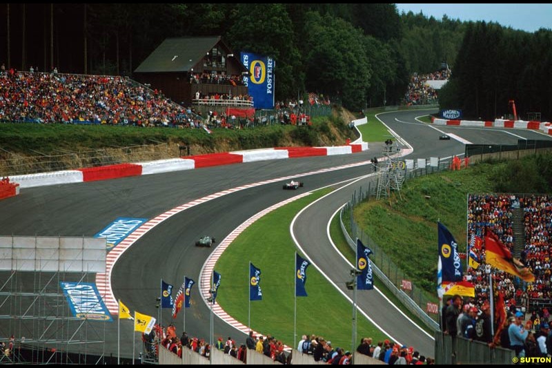 Eau Rouge. Belgian Grand Prix, Spa-Francorchamps, Belgium, September 1st 2002.