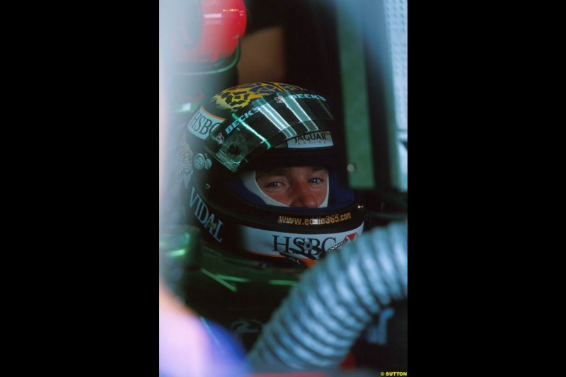 Eddie Irvine, Jaguar. Belgian Grand Prix, Spa-Francorchamps, Belgium, September 1st 2002.