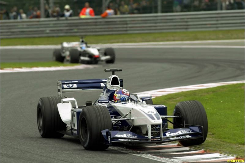 Juan Pablo Montoya, Williams. Belgian Grand Prix, Spa-Francorchamps, Belgium, September 1st 2002.