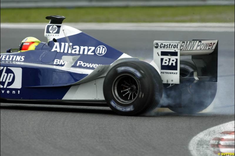 Ralf Schumacher, Williams, spins. Belgian Grand Prix, Spa-Francorchamps, Belgium, September 1st 2002.