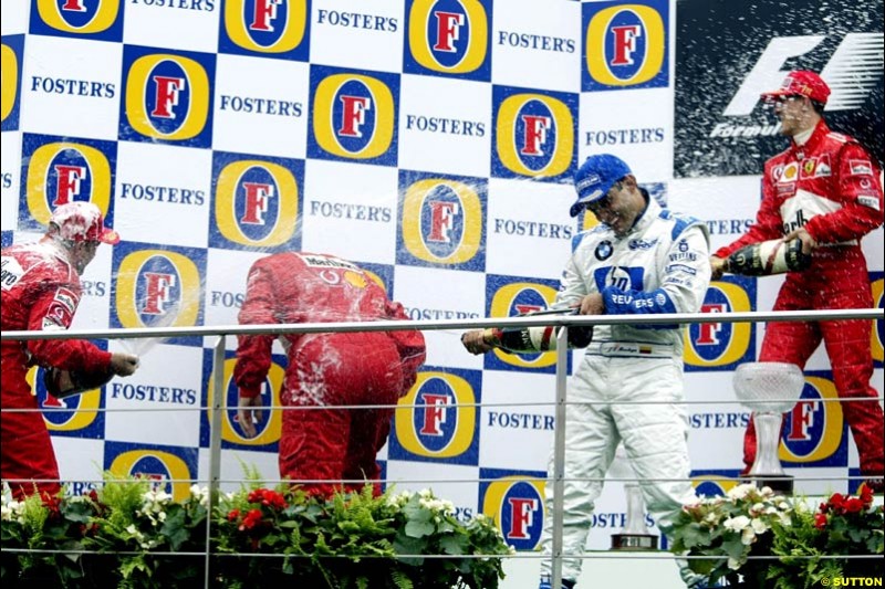 The Podium. Belgian Grand Prix, Spa-Francorchamps, Belgium, September 1st 2002.