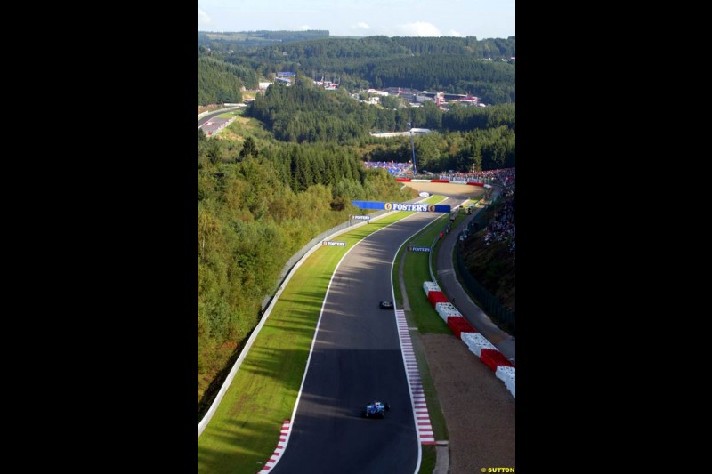 The circuit during Sunday Warmup. Belgian Grand Prix, Spa-Francorchamps, Belgium, September 1st 2002. 