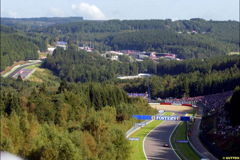The circuit during Sunday Warmup. Belgian Grand Prix, Spa-Francorchamps, Belgium, September 1st 2002.