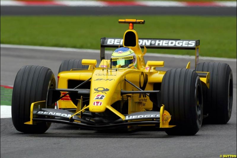 Giancarlo Fisichella, Jordan, during Friday Free Practice. Italian Grand Prix, Monza, Italy. September 13th 2002.