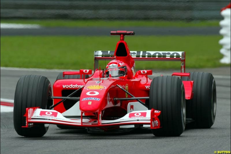 Michael Schumacher, Ferrari, during Friday Free Practice. Italian Grand Prix, Monza, Italy. September 13th 2002.