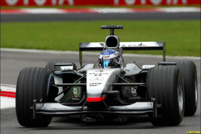 Kimi Raikkonen, McLaren, during Friday Free Practice. Italian Grand Prix, Monza, Italy. September 13th 2002.