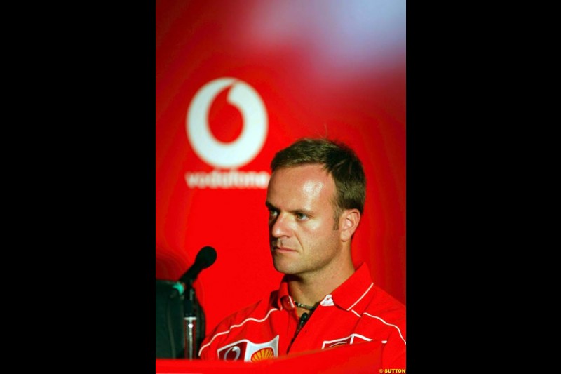 Rubens Barrichello, Ferrari, during the Vodafone Press Conference. Italian Grand Prix, Monza, Italy. September 12th 2002.