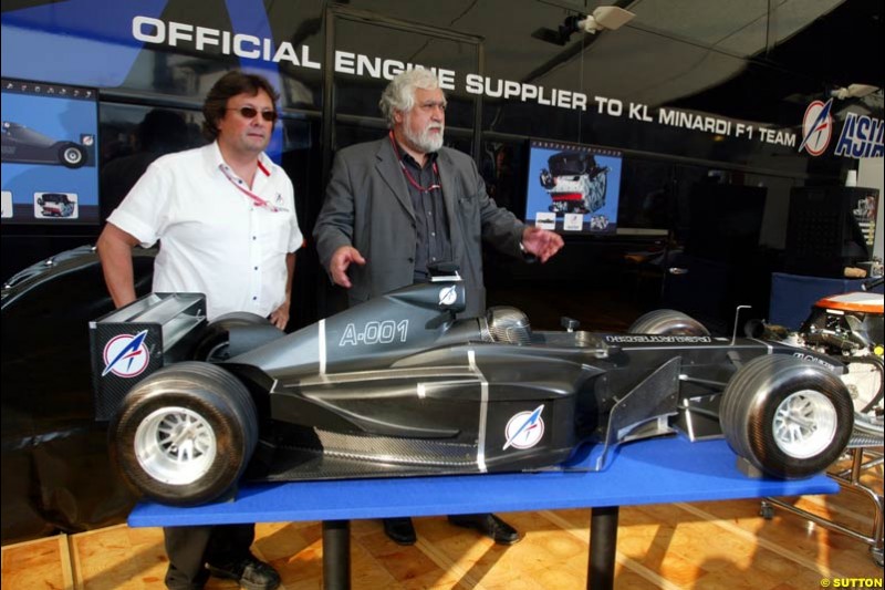 A model of the proposed 2004 Asiatech Formula 1 car. Italian Grand Prix, Monza, Italy. September 14th 2002.