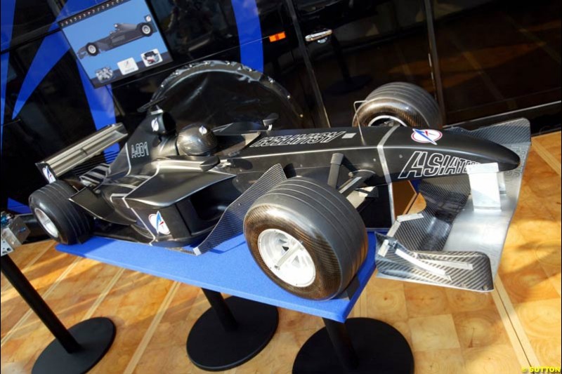 A model of the proposed 2004 Asiatech Formula 1 car. Italian Grand Prix, Monza, Italy. September 14th 2002.