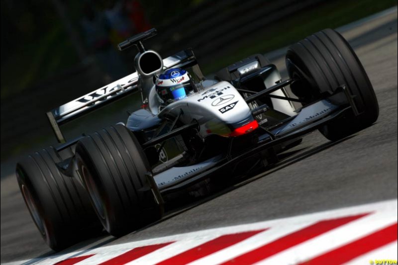 Kimi Raikkonen, McLaren, during Qualifying. Italian Grand Prix, Monza, Italy. September 14th 2002.