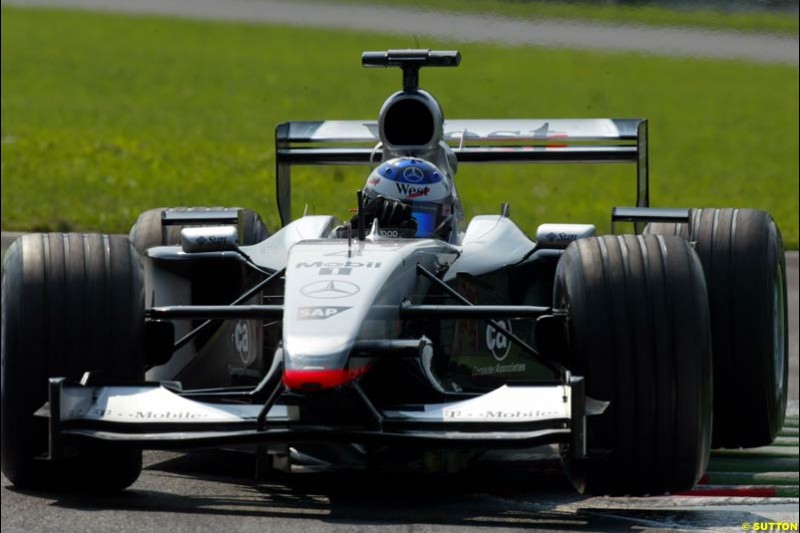 Kimi Raikkonen, McLaren, during Qualifying. Italian Grand Prix, Monza, Italy. September 14th 2002.