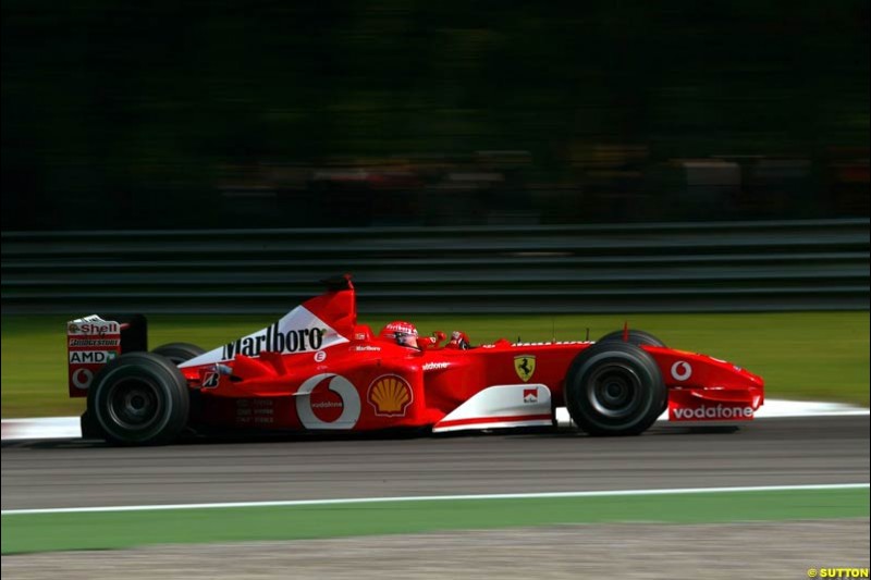 Michael Schumacher, Ferrari, during Qualifying. Italian Grand Prix, Monza, Italy. September 14th 2002.