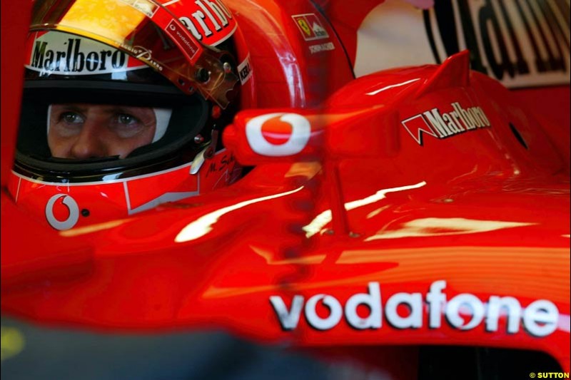 Michael Schumacher, Ferrri, during Saturday Free Practice. Italian Grand Prix, Monza, Italy. September 14th 2002.