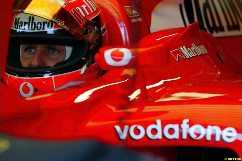 Michael Schumacher, Ferrri, during Saturday Free Practice. Italian Grand Prix, Monza, Italy. September 14th 2002.
