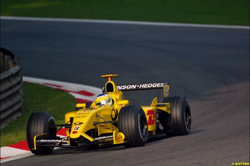 Giancarlo Fisichella, Jordan, during Saturday Free Practice. Italian Grand Prix, Monza, Italy. September 14th 2002.